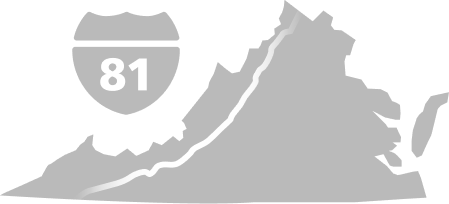 Gray Virginia state plus 81 highway badge